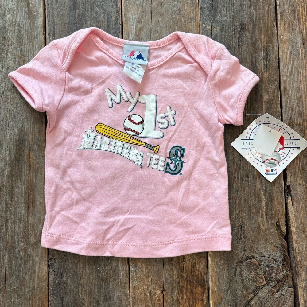 Majestic MLB Seattle Mariners Pink Baseball Shirt Infant Girls 6-9 Months NWT